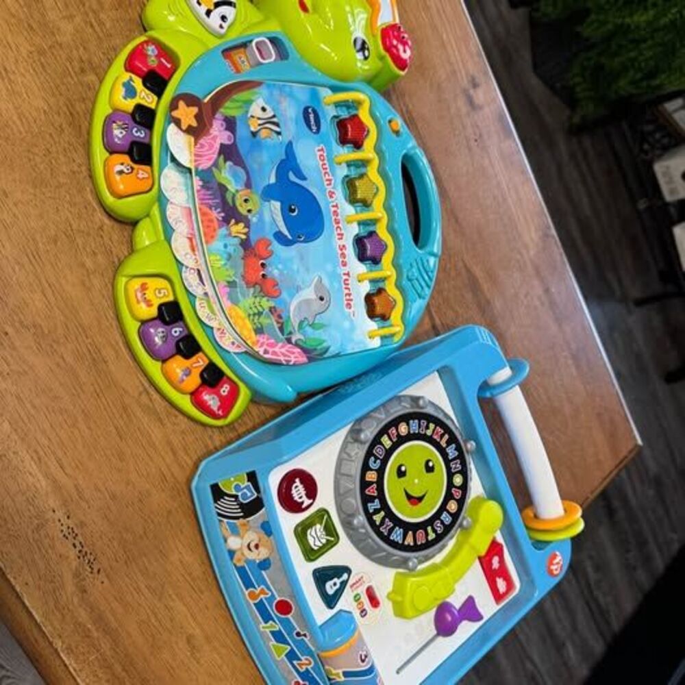 VTech TouchTeach Sea Turtle  book & Fisher-Price Laugh Learn Remix Record player